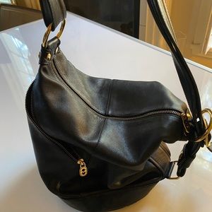 Marino Orlandi Italian black Leather Bucket Hobo Sling Bag